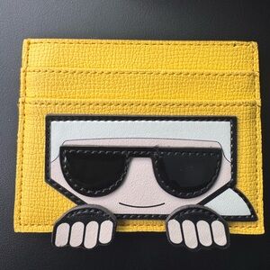 Karl Lagerfeld Paris WHITE KNUCKLE DRIVING Credit Card Case Wallet Black NEW $48